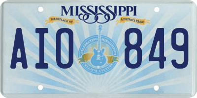 MS license plate AIO849