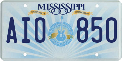 MS license plate AIO850