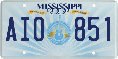 MS license plate AIO851