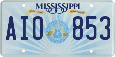 MS license plate AIO853