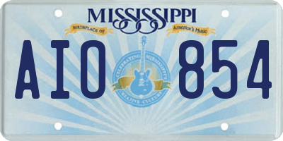 MS license plate AIO854
