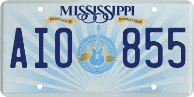 MS license plate AIO855