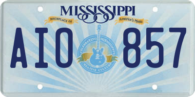 MS license plate AIO857