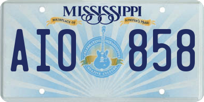 MS license plate AIO858