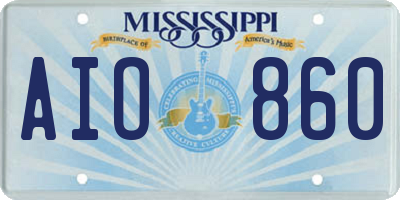 MS license plate AIO860