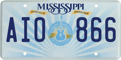 MS license plate AIO866