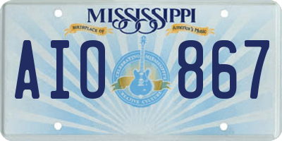 MS license plate AIO867