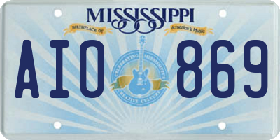 MS license plate AIO869