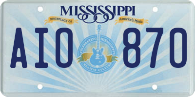 MS license plate AIO870