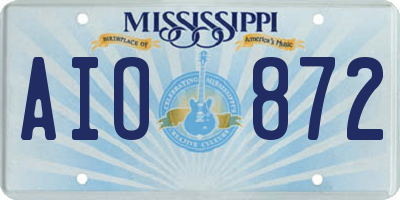 MS license plate AIO872
