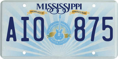 MS license plate AIO875