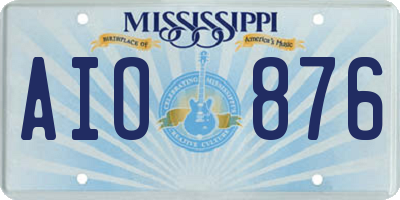 MS license plate AIO876