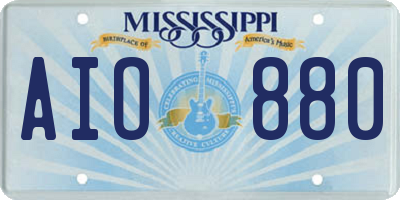 MS license plate AIO880