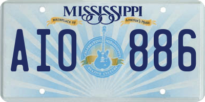 MS license plate AIO886