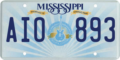 MS license plate AIO893