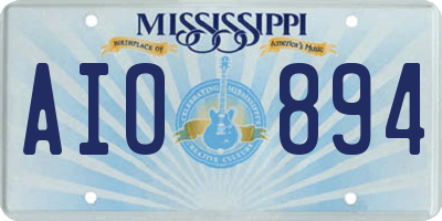 MS license plate AIO894