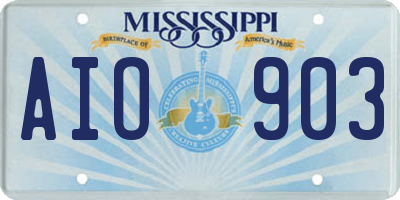 MS license plate AIO903