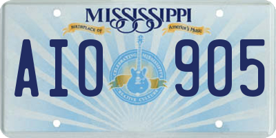 MS license plate AIO905