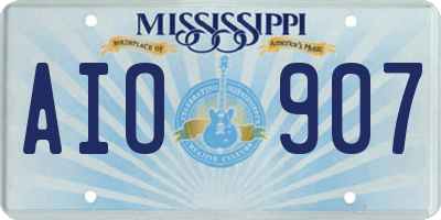 MS license plate AIO907