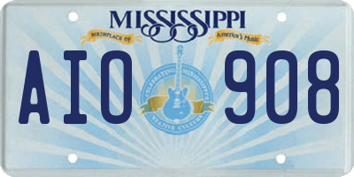 MS license plate AIO908