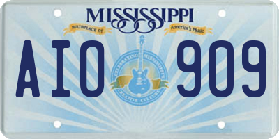 MS license plate AIO909