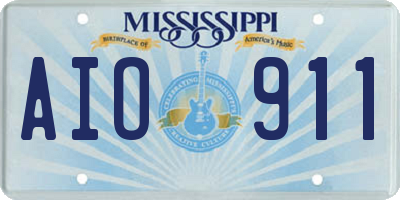 MS license plate AIO911