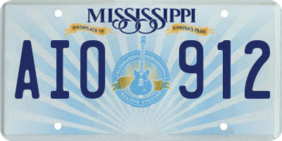 MS license plate AIO912