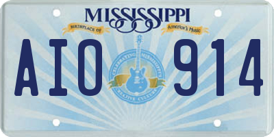 MS license plate AIO914