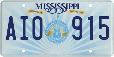 MS license plate AIO915