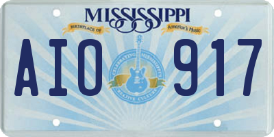 MS license plate AIO917