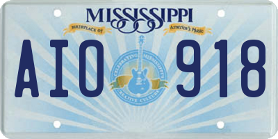 MS license plate AIO918