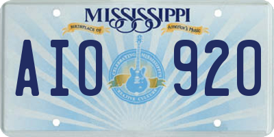 MS license plate AIO920