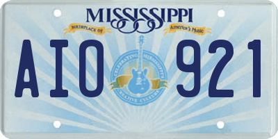 MS license plate AIO921