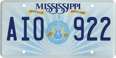 MS license plate AIO922
