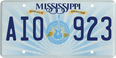 MS license plate AIO923