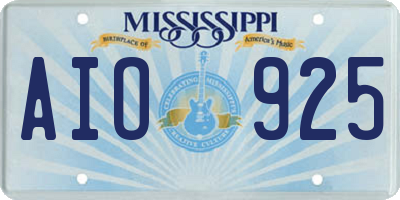 MS license plate AIO925