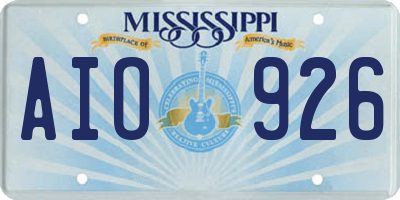 MS license plate AIO926