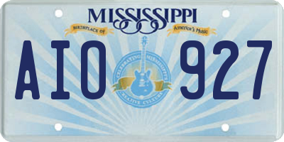 MS license plate AIO927