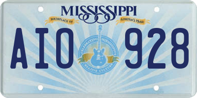 MS license plate AIO928