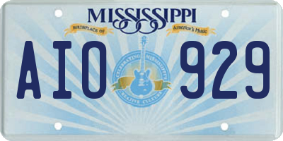 MS license plate AIO929