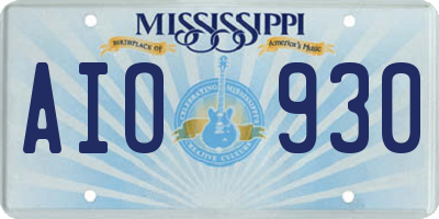 MS license plate AIO930