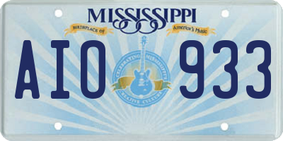 MS license plate AIO933
