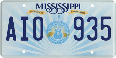 MS license plate AIO935
