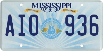 MS license plate AIO936