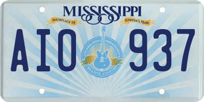 MS license plate AIO937