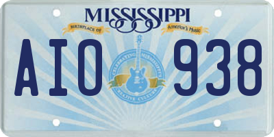 MS license plate AIO938