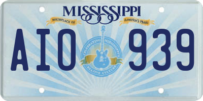 MS license plate AIO939