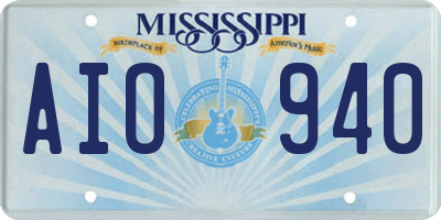 MS license plate AIO940