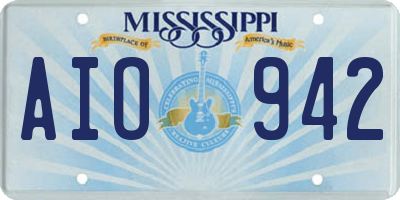 MS license plate AIO942
