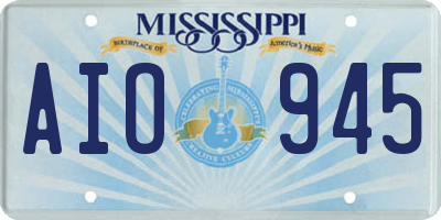 MS license plate AIO945